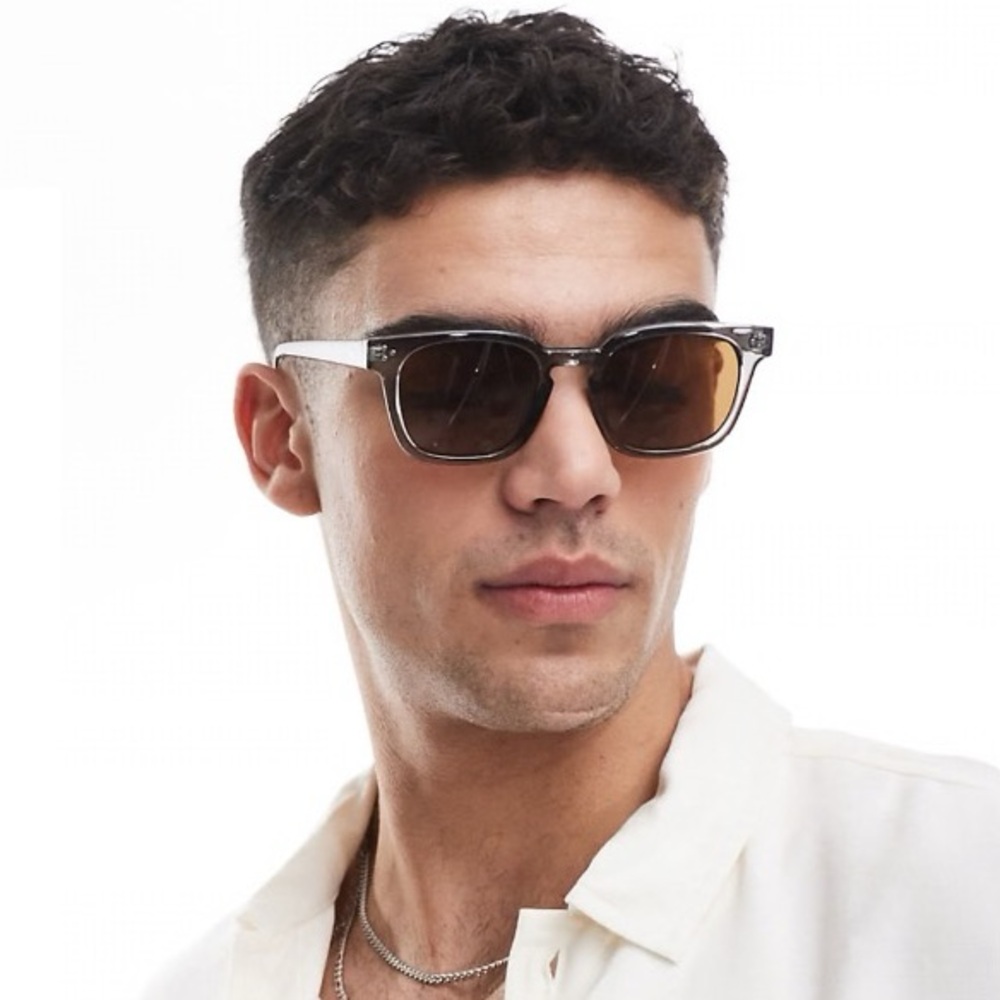 Grey clear frame Classic oval shape brown tinted fashion sunglasses